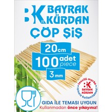 Home BAYRAK KÜRDAN Çöp Şiş  100 Adet, 3 mm - Adana, Urfa, Et, Tavuk, Sebze Kebap Yemekler Için Ahşap, Odun, Bambu