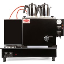 Demasan Tiryaki 2 Demlikli Elektrikli Statik Pleytli Çay Kazanı 25L Çay Kazanı Mat Siyah