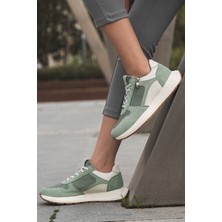 Panorama Yandan Fermuarlı Deri ve Süet Kadın Sneaker