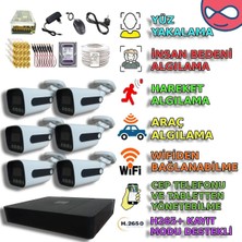 XM Pro 6 Kameralı Gece Renkli Gösteren 5MP Sony Lensli PVC Kasa Güvenlik Kamera Seti - PKMX303SET6