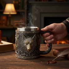 Hediyesahibi 3D Kurt Figürlü Metal Kupa Bardak