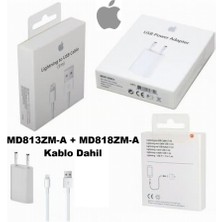 Day Apple iPhone Uyumlu USB 5W Şarj Cihaz MD813ZM-A + MD818ZM-A 1 Metre Kablo Dahil