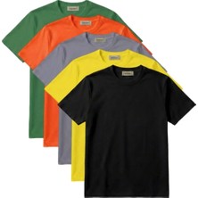 Unisex 5'li Renkli Basıc Tişört