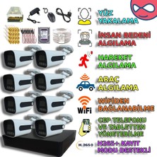 XM Pro 8 Kameralı 5MP Sony Lensli Gece Renkli Gösteren PVC Kasa Güvenlik Kamera Seti - PKMX303SET8