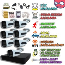 XM Pro 7 Kameralı Gece Renkli Gösteren 5MP Sony Lensli PVC Kasa Güvenlik Kamera Seti - PKMX303SET7