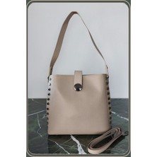 Moka Pasaj Aura Omuz Çantası -  Zımba / Trok Detaylı - Vegan Deri