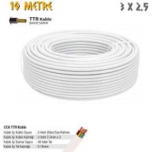 Sgs Elektrik Tesisat Kablosu - 3x2.5 Cca Ttr 48X0.18 - Beyaz - 10 Mt.