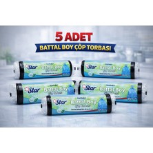 Maarketim Star Plus Standart Battal Boy Çöp Torbası 75x90 cm 10lu Dayanıklı Büyük Boy Çöp Poşeti 5 Adet