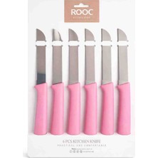 Rooc 6 Parça Pembe Saplı Meyve Bıçağı Seti – Paslanmaz Çelik meyve ve sebze bıçağı