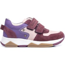Ortopedikal 3880 Rakerplus Hakiki Deri Bordo Pembe Mor Çocuk Sneakers Spor Ayakkabı Cırtlı
