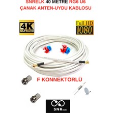 Snrelk 40 Metre RG6 U4 Çanak-Uydu Kablosu F Konnektörlü Dayanıklı Tasarım ve Yüksek Performans