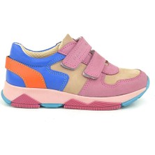 Ortopedikal 3880 Rakerplus Hakiki Deri Pembe Mavi Çocuk Sneakers Spor Ayakkabı Cırtlı