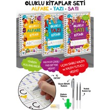 Parodi Yayınları Oluklu Kitaplar 3’lü Set - Alfabe Sayı Yazı - Yaz Sil Eğitim Kitabı - Sihirli Kalemli Okul Öncesi