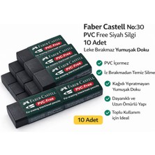 Maarketim Faber Castell No:30 PVC Free Siyah Silgi 10 Adet Leke Bırakmaz Yumuşak Doku