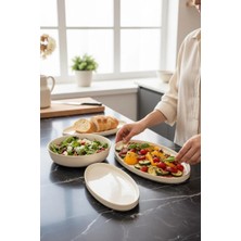 Onedekor 3'lü Porselen Gold Modern Sufii Salata Kayık Kase Seti