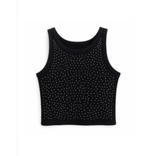 Queen Kids Kız Çocuk Likralı Taşlı  Body Siyah