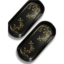 Keramika Mat Siyah Gold Dekor File Noyan Kayık Tabak 26 cm 2 Adet