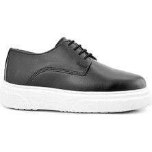 Ortopedikal Rakerplus Derby Hakiki Deri Siyah Beyaz Taban Çocuk Klasik Ayakkabı