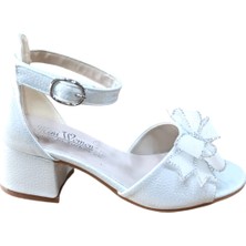 Mini Women 26Y712 Çocuk Taşlı Açık Topuklu Ayakkabı Gümüş