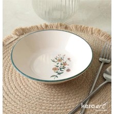 Keramika Hitit Yemek Tabağı 18 cm Krem Çiçek Desenli 6 Adet
