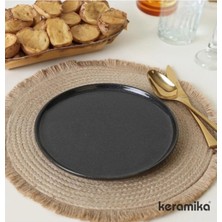 Keramika Nordıc Pasta Sunum Tabağı 22CM Twinkle Simli Siyah 2 Adet Msh