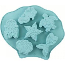 Depposite Silikon Kek Kalıp Çikolata Deniz Figürleri Kalıbı Şeker Hamuru Jelibon Taş Tozu Mum Kalıbı