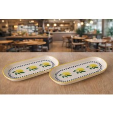 Keramika Limon Desen Noyan 26CM Kayık Tabak 2 Adet