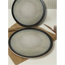 Keramika Pizza Tabağı 30 cm Mat Siyah Gri 2 Adet