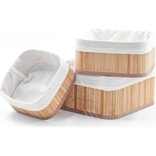 3'lü Çok Amaçlı Bambu Organizer Seti, Çok Boyutlu Mutfak Banyo Ev Sepetleri, Büyük, Orta, Küçük Boy