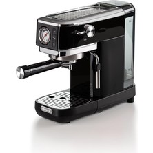 Espresso Slim Metal 1381, Manometreli Kahve Makinesi, Kahve Tozu ve Ese Kapsülleri ile Uyumlu, 15 Bar Max, Filtre 1 Veya 2 Fincan, Cappuccino Başlığı, 1300 W, Siyah
