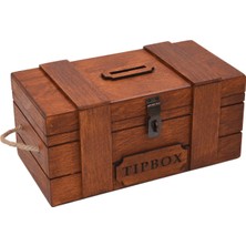 TUN'S WOODS Ahşap Tip Box Bahşiş Kutusu Burma Rengi Kilitli Kutu 27X14X12 Asma Kilithediyeli