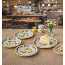 Keramika Limon Desen 20 cm Pasta Tabağı 6 Adet