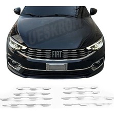 DRY Oto Aksesuar Fiat Egea Krom Ön Panjur 2020 Üzeri Uyumlu 8 Prç. Paslanmaz Çelik