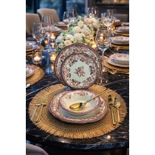 Onedekor 24 Parça 6 Kişilik Porselen Yemek Takımı Velour Maroon