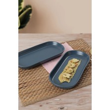 Keramika Mat Mavi Noyan Kayık Tabak 26 cm 2 Adet