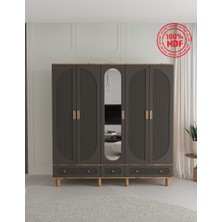 T&B Soho 5 Kapaklı Çekmeceli Gardırop - Tamamı Mdf