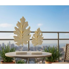 Mirsa Global 2 Li Dekoratif Kaideli Çınar Yaprak Krem
