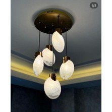 Class Aydınlatma Abajur 5 Li Midye Cam Eskitme Sarkıt