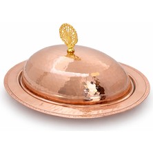 Copper Empire El Yapımı Dövme Bakır Kapaklı Sunum Tepsisi 30 cm Servis Tabağı