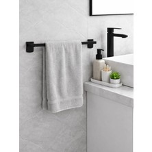 FUALORA Banyo Aksesuarı Siyah Uzun Havluluk 304 Paslanmaz Çelik