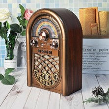 Retro Radyo Taşınabilir Bluetooth Speaker ve Hoparlör Ahşap Kaplama Klasik Antika Tarzı Iç ve Dış Mekan Multiband USB Girişli Dekoratif Klasik Radyo R-1950-BTL (Açık Kahverengi R-1950-BTL)