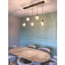 Class Aydınlatma Abajur 5 Li Masa Üstü Eskitme Bal Cam Sarkıt