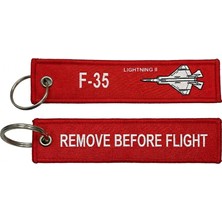 F-35 Tasarımlı Havacılık Anahtarlığı - Çift Taraflı Dokuma Kırmızı Kumaş Anahtarlık