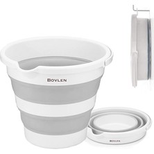 Litre Katlanabilir Kova - Akordiyon Katlanır Kova - Araba Kovası - Gri - 32.5 x 27.5 x 6 cm - Pp+ Tpr