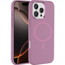 Apple iPhone 16 Pro Max Uyumlu Kılıf M-Safe Şarj Özellikli Metal Kamera Çerçeveli Zore Edi Silikon Kapak