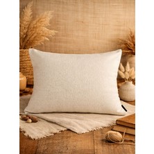 Mrs.Gugar Mrs Gugar Astana Serisi 43X43 Keten Kırlent Kılıfı Krem Dekoratif Yastık Kılıfı