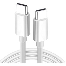 C To Type C Hızlı Şarj ve Data Transfer Özellikli Şarj Kablosu, 60 W Çift Taraflı USB C Kablo, Yüksek Kaliteli Malzeme 1 Metre/beyaz