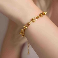 Bontexs Kadın 14 Ayar Altın Kaplama Top Detaylı Modern Zincir Bileklik