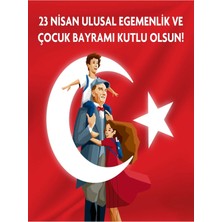 250X200CM Ekleme Dikişli Kumaş Okul Panoları, Etkinlik Fon,23 Nisan Panosu,23 Nisan Kutlu Olsun Afiş