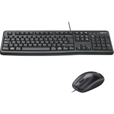 MK120 USB Kablolu Klavye Mouse Seti, Tam Boyutlu, Sağ ve Sol Elle Kullanıma Uygun Mouse, Sıvı Dökülmesine Dayanıklı, Türkçe Q Klavye, Siyah